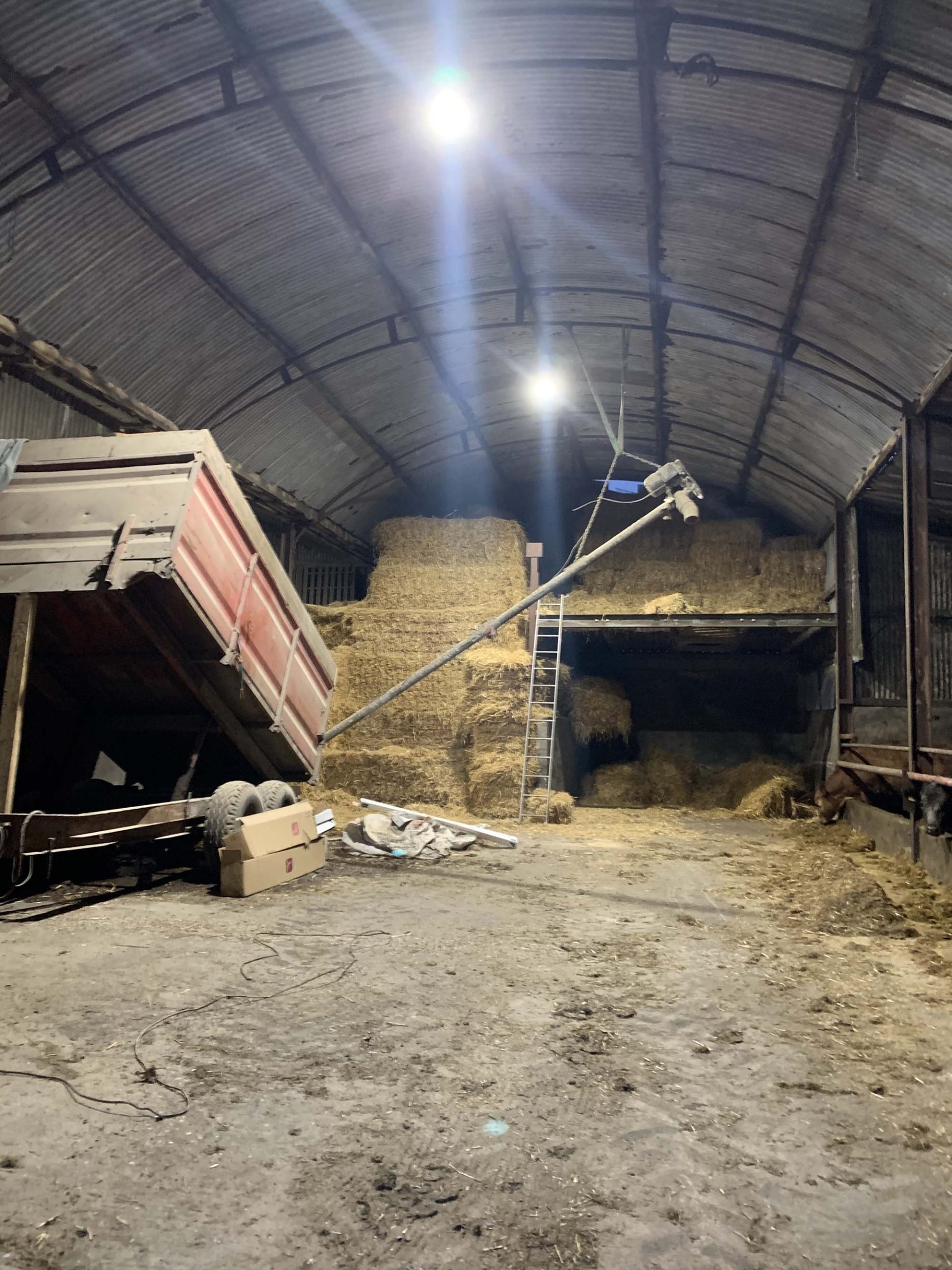 New lighting system in large hay barn